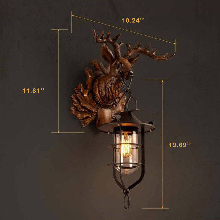 AntlerLuxe Wandleuchte | Retro Hirschkopf-Design | 1-Licht Wandlampe | Rustikale Beleuchtung für Wohnräume