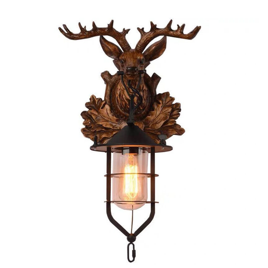 AntlerLuxe Wandleuchte | Retro Hirschkopf-Design | 1-Licht Wandlampe | Rustikale Beleuchtung für Wohnräume
