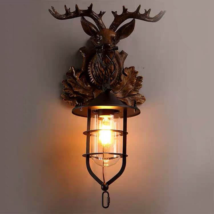 AntlerLuxe Wandleuchte | Retro Hirschkopf-Design | 1-Licht Wandlampe | Rustikale Beleuchtung für Wohnräume
