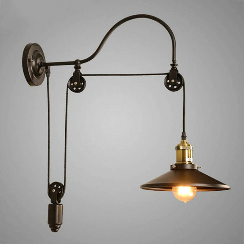 IronScape Retro Industrial Wandlampe | Wandleuchte mit Riemenscheibe | Vintage-Design