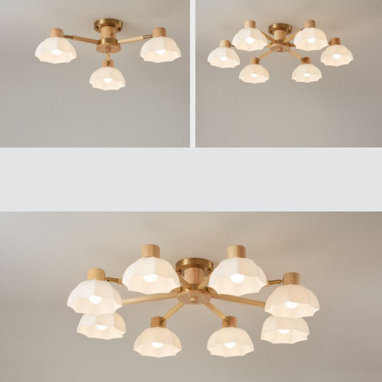 TranquiLight Wabi-Sabi Deckenleuchte | Minimalistisches Design | Holz & Glas | 3/6/8-Licht Lampe