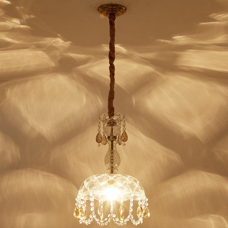 CrystalVive Pendelleuchte | Luxus Kristallkuppel | Moderne 1-Licht Hängelampe | Elegante Beleuchtung für Zuhause