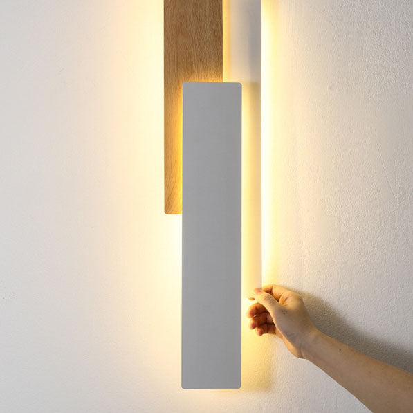 RectaGlow Wandleuchte | Modernes Holzdesign | Geometrische Rechteckform | LED & Dimmbar