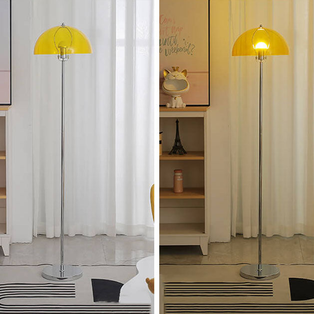 AuroraDome Nordic Vintage Acryl LED Stehlampe | Klarer Kuppelschirm | 3 Lichtfarben | Elegantes Design für Wohnräume