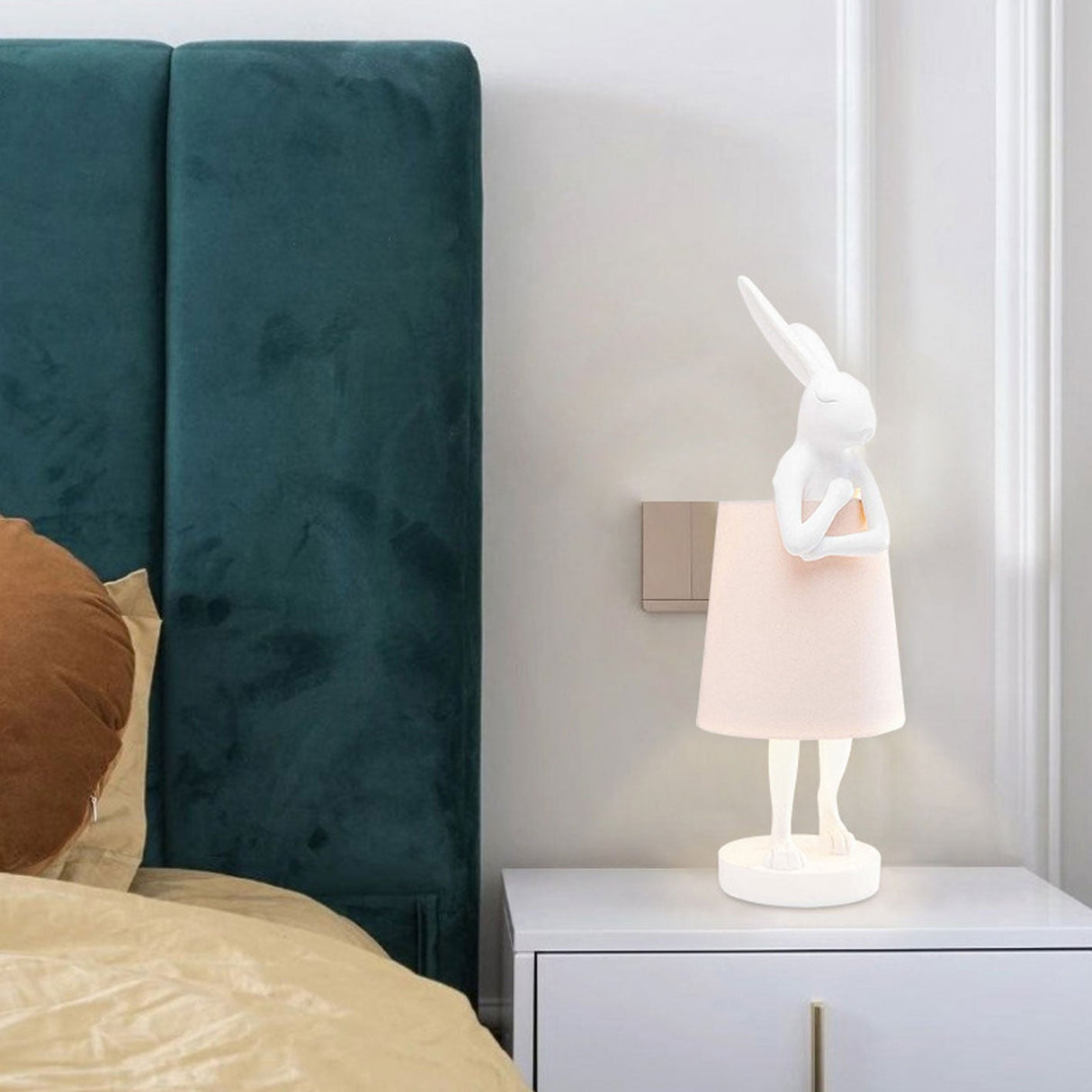 LunaBeam Nordic Rabbit LED Tischlampe | Kabellos | Stimmungslicht | Resin Design | Dekoration für Zuhause