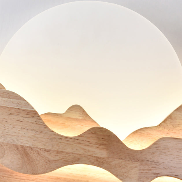 LunaPeak Moderne LED Wandlampe | Bergform Holz-Acryl Design | Wohnzimmer Beleuchtung