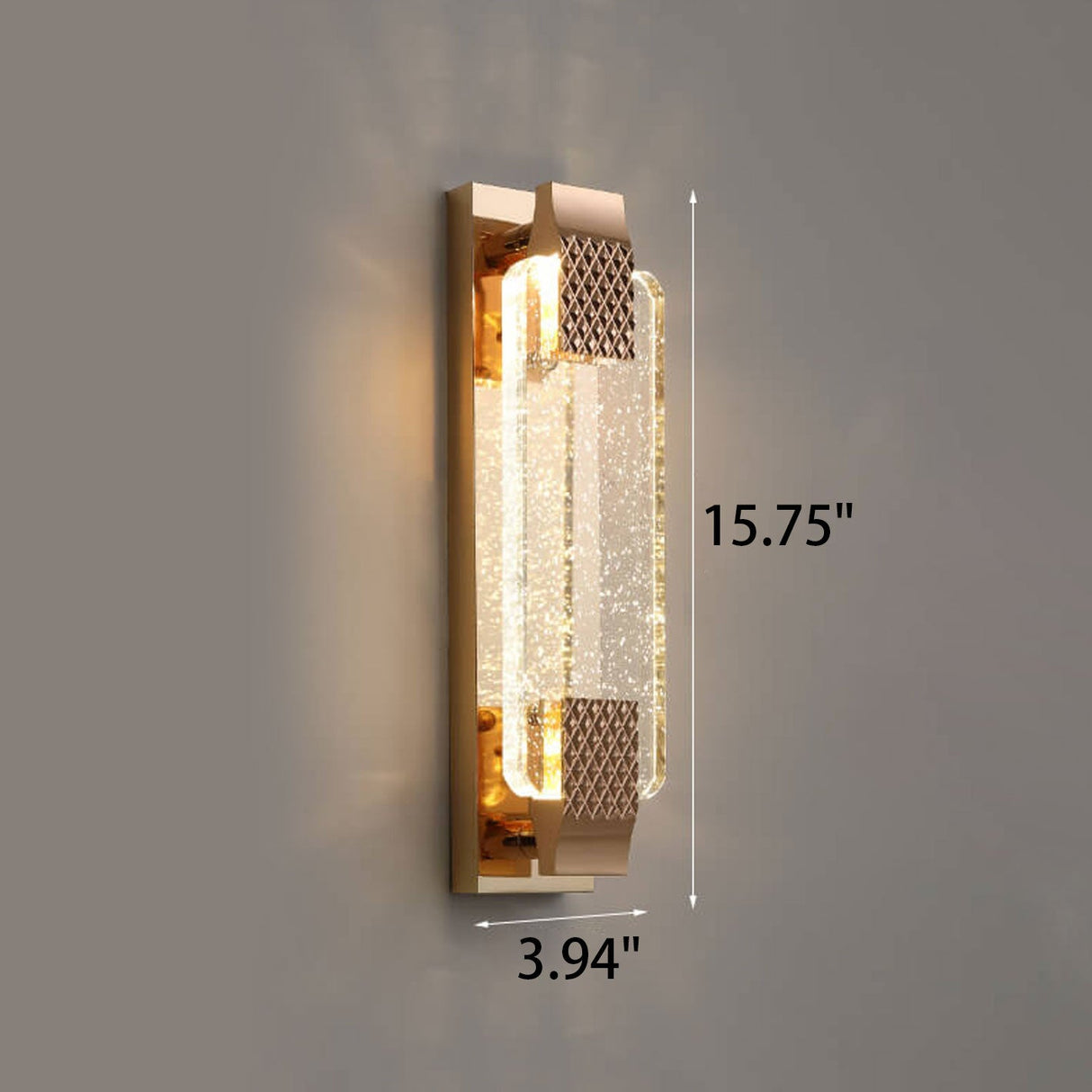 Lucera Luxuriöse LED Wandlampe | Rechteckig | Kristallblase Design | Elegantes Licht für Zuhause | Deko | Moderne Wandleuchte