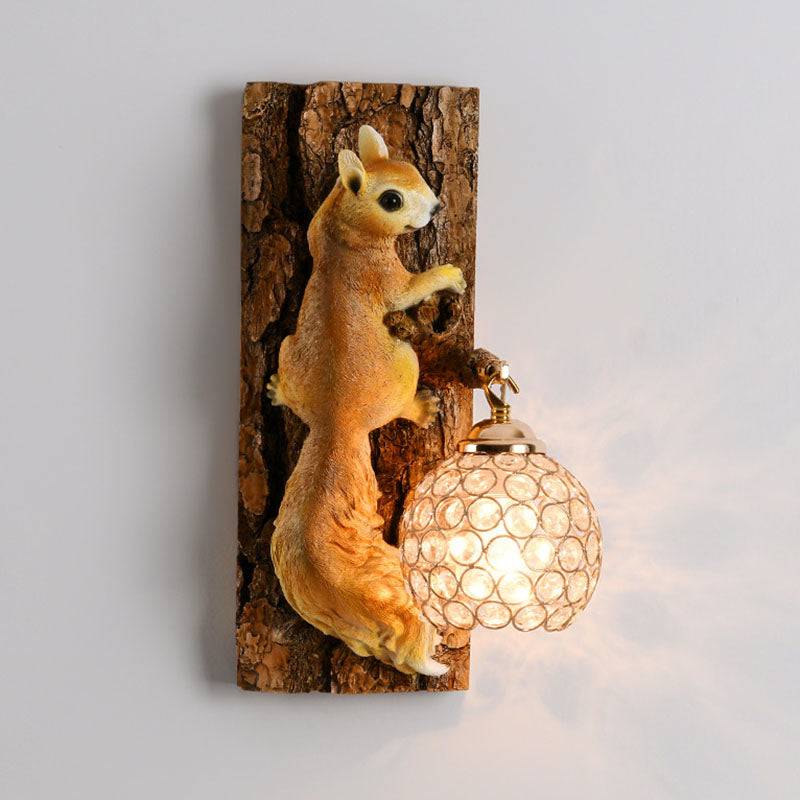 Crystanova Wandleuchte | Kreatives Eichhörnchen-Design | Kristall-Details | 1-flammige Lampe für Schlafzimmer