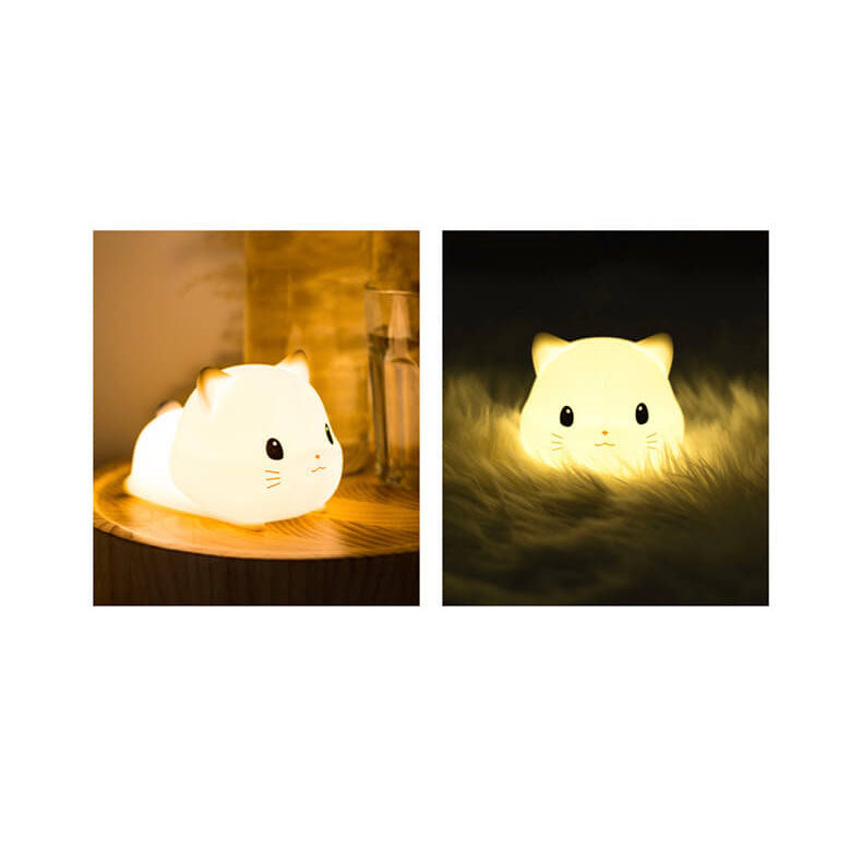 GlowKitty LED Nachtlicht | Kreative Silikon-Katzenlampe | USB-Aufladung & Timer | Kinderzimmer & Stimmungslicht