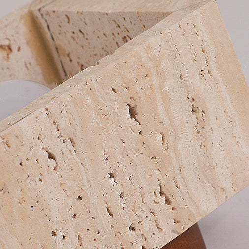 LumiCraft Japanisches Wabi-Sabi Säulen-Deckenlicht | Travertin & Holz | Semi-flächenbündige Montage