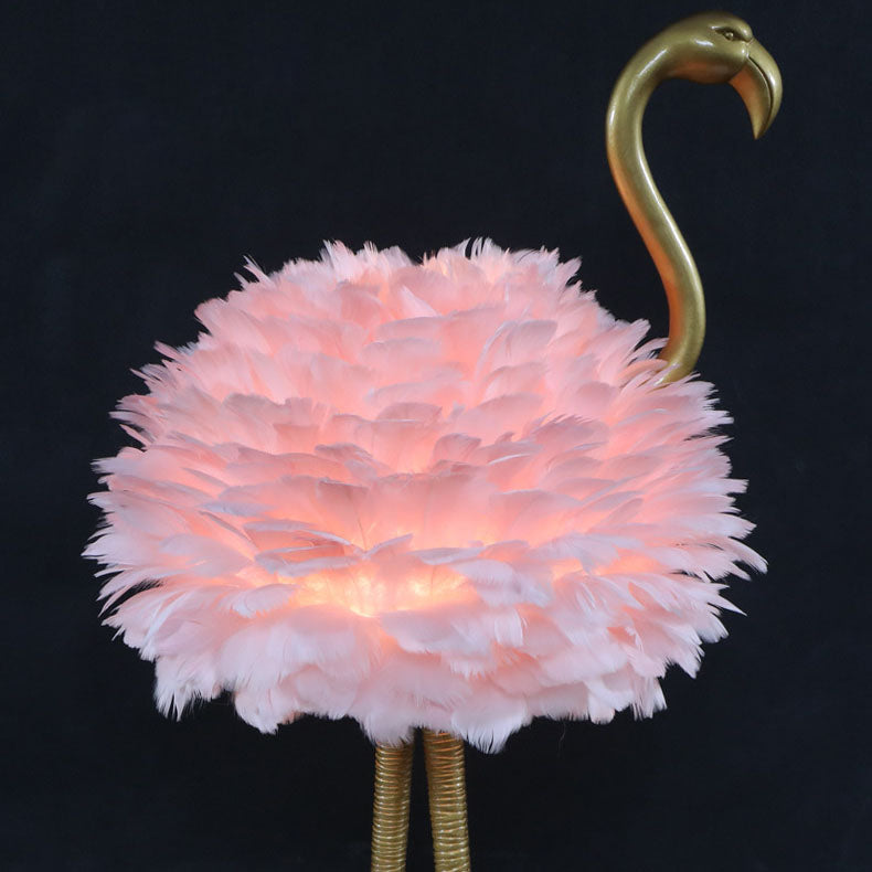 Feathora Nordic Tischlampe | Gänsefedern Design | Flamingo-Kugelstil | Elegante Nachttischbeleuchtung