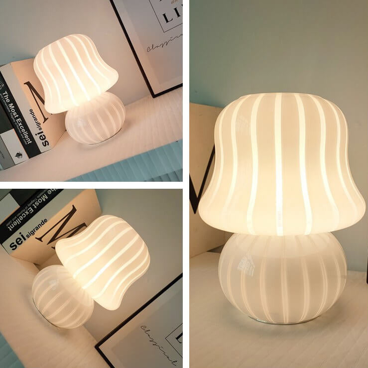MushLume Glas Tischlampe | Französisches Design | Handgefertigt | Pilzform | Deko & Beleuchtung