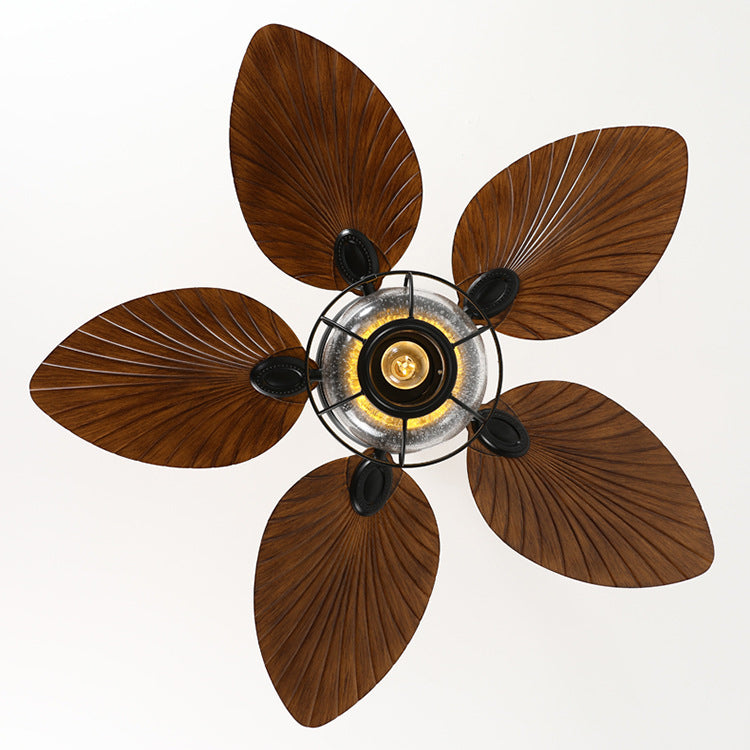 BreezeLantern Rustikale Deckenventilator-Leuchte | Bananenblatt-Design | Mit Fernbedienung | Für Terrasse & Garten