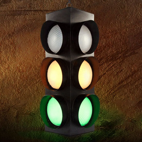 LumoStop Retro Pendelleuchte | Ampel-Design | Eisen & Glas | LED Beleuchtung