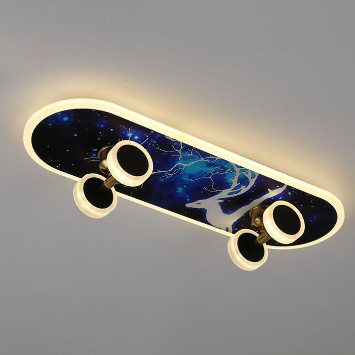 SkateBright LED Deckenleuchte | Cartoon Skateboard Design | Kinderzimmer Beleuchtung | Dimmbar | Acryl