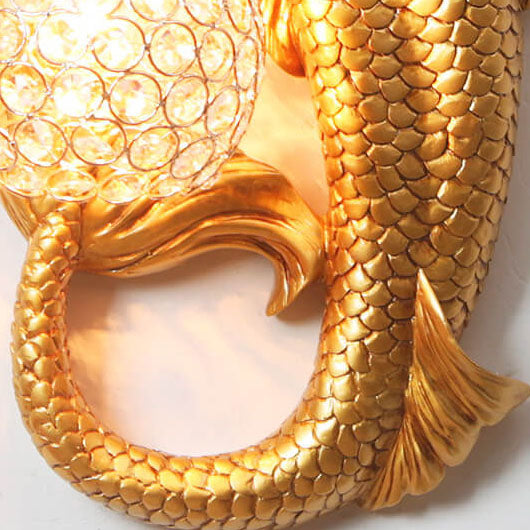 MerLume Harz Meerjungfrau Wandleuchte | Kristall-Lampenschirm | Kreatives Design | Für Schlafzimmer & Wohnzimmer