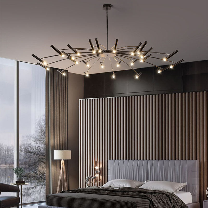 RadiaNova Kronleuchter im skandinavischen Stil | Runde Radioaktive Optik | 12/24 Lichter | Eisen & Aluminium für Wohnzimmer