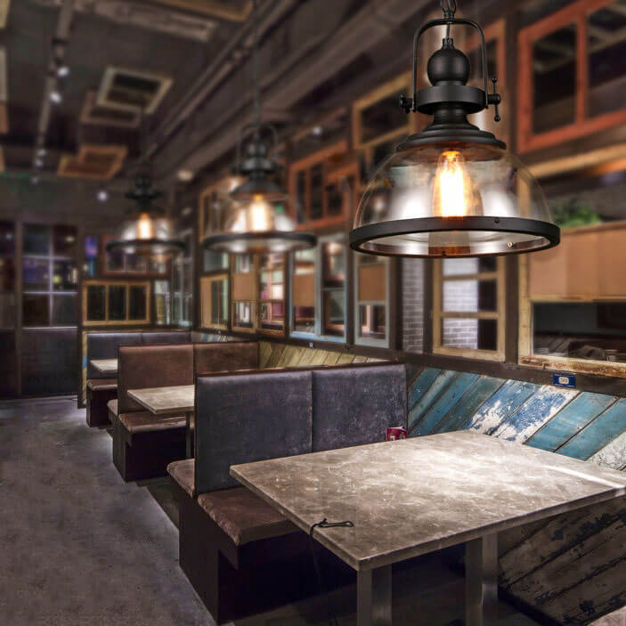 VintageCrown Retro Glas Kuppel-Pendelleuchte | Einzellichtdesign | Klassischer Stil | Elegante Beleuchtung