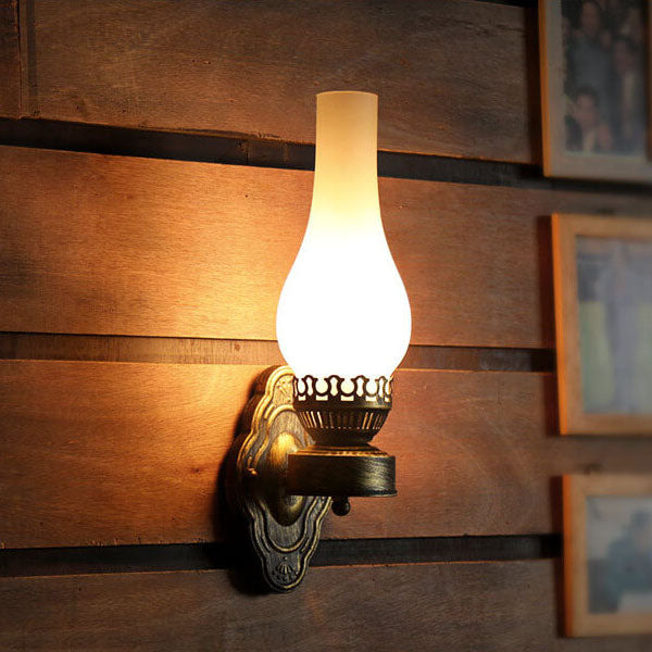 KeroLux Retro Wandleuchte | 1-Licht | Vintage-Stil | Milchglas | Knisterglas | Deko für Zuhause