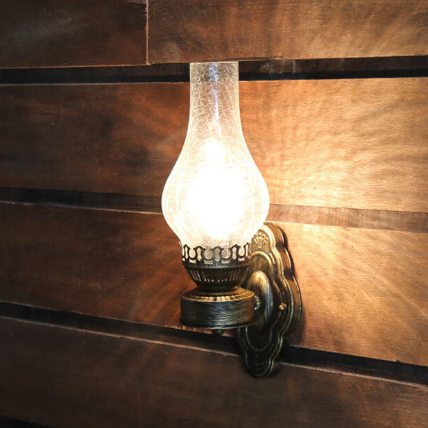 KeroLux Retro Wandleuchte | 1-Licht | Vintage-Stil | Milchglas | Knisterglas | Deko für Zuhause