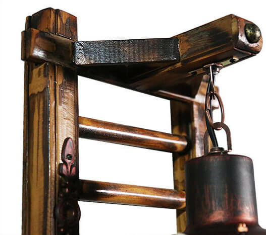 BambooLuxe Wandleuchte | Vintage Kerosin-Look | Bambusgeflecht Basis | 1-Licht Wandlampe