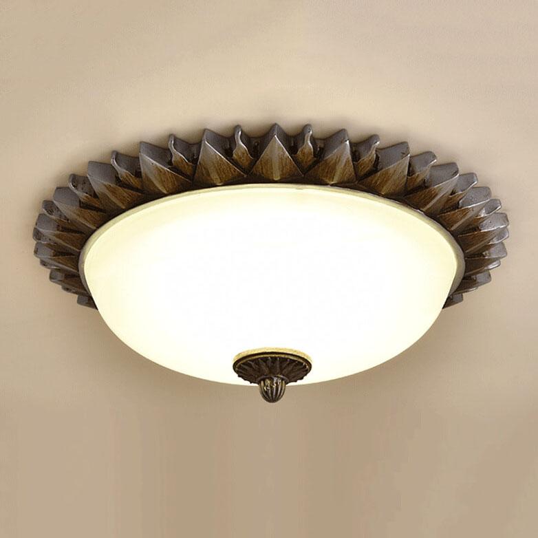 SolaraBowl Deckenleuchte | Vintage Glasschirm im Sonnen-Design | 1/3-Licht Flush-Mount Lampe | Elegante Beleuchtung