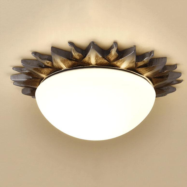 SolaraBowl Deckenleuchte | Vintage Glasschirm im Sonnen-Design | 1/3-Licht Flush-Mount Lampe | Elegante Beleuchtung