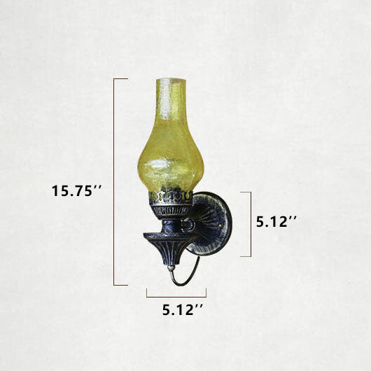 Lantivo Retro Kerosin Antike Wandleuchte | 1-Licht Design | Glaslampenschirm | Vintage Beleuchtung für Wohnräume