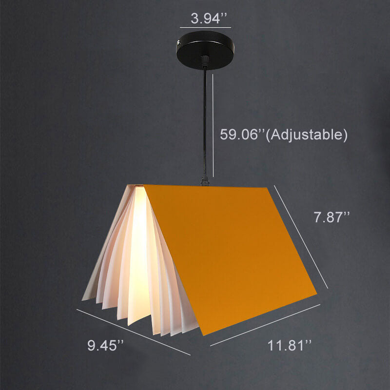 FlyLit Buchform Pendelleuchte | 1-Licht | Metall & PVC | Kreatives Design | Beleuchtung für Zuhause