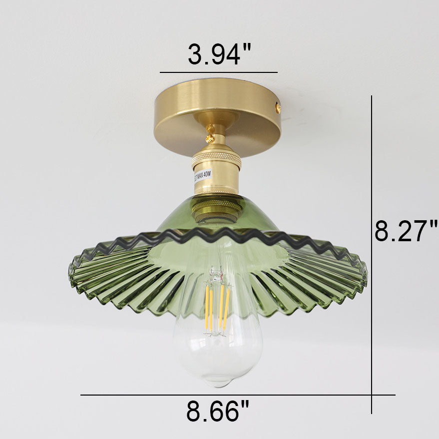 Lotuvia Japanische Vintage Deckenleuchte | Glas & Messing | Lotus Design | Semi-Flush-Mount