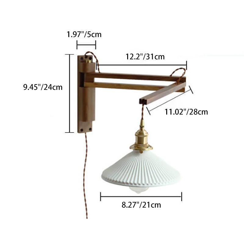 LumiFold Nordic Design Wandlampe | Milchweißes Glas | Holzdesign | Verstellbar | Stilvoll für Zuhause