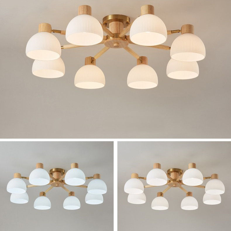 TranquiLight Wabi-Sabi Deckenleuchte | Minimalistisches Design | Holz & Glas | 3/6/8-Licht Lampe