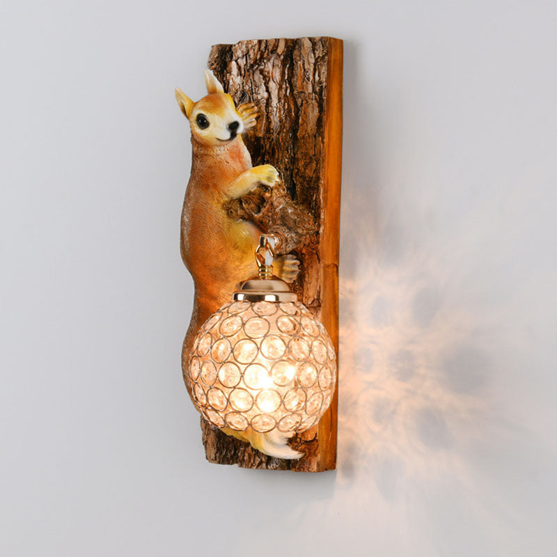 Crystanova Wandleuchte | Kreatives Eichhörnchen-Design | Kristall-Details | 1-flammige Lampe für Schlafzimmer