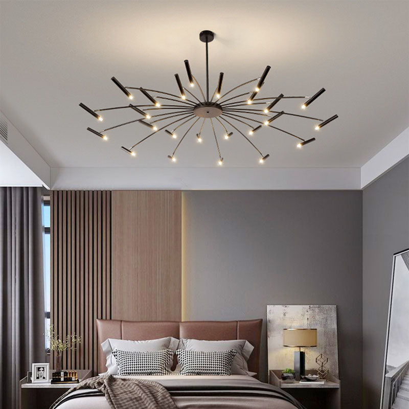 RadiaNova Kronleuchter im skandinavischen Stil | Runde Radioaktive Optik | 12/24 Lichter | Eisen & Aluminium für Wohnzimmer