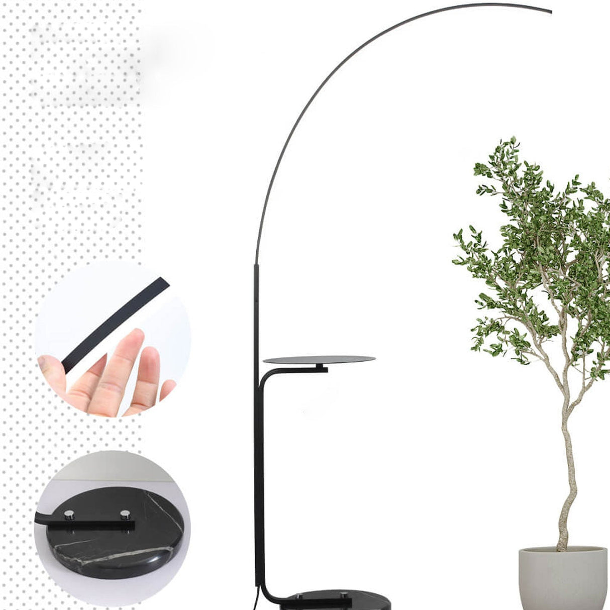 Luniora Arc LED Stehleuchte | Minimalistisches Design mit Ablage | Modern & Dimmbar