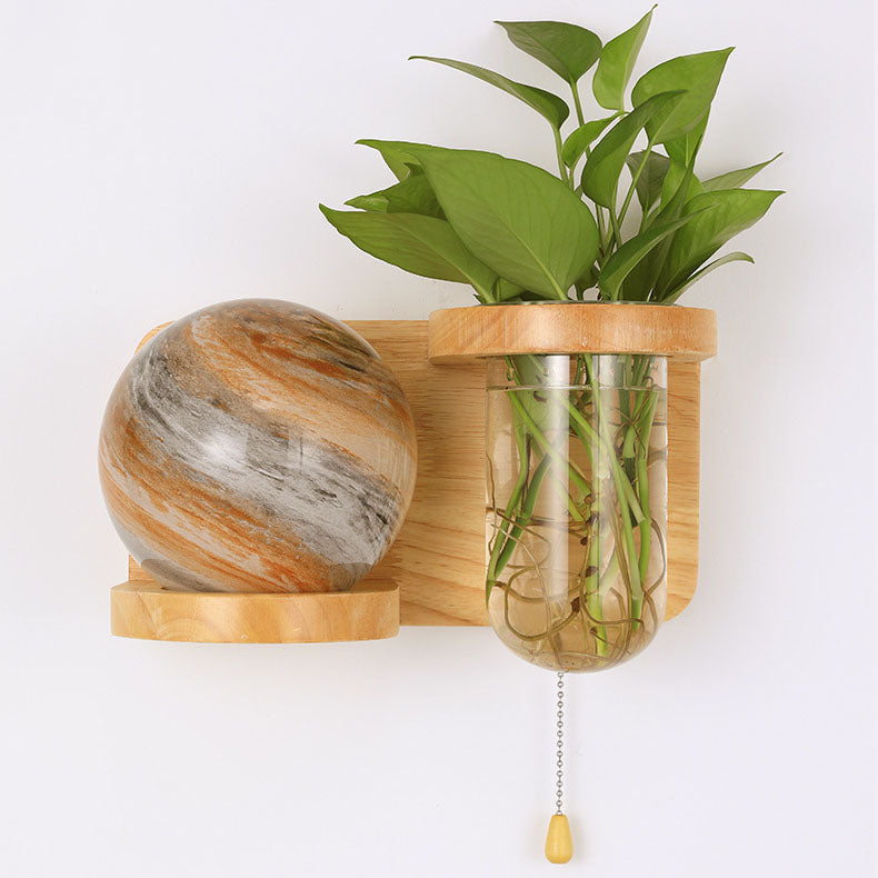 Orbano Wandleuchte | Modernes Eichenholz-Design | Planeten-inspirierter Stil | 1-flammig