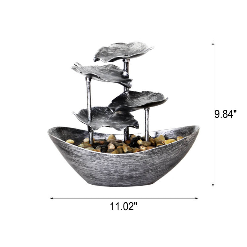 Aqualis Flow LED Tischbrunnen | Kreatives Lotusblatt-Design | Dekorative Lampe mit Wasserlauf