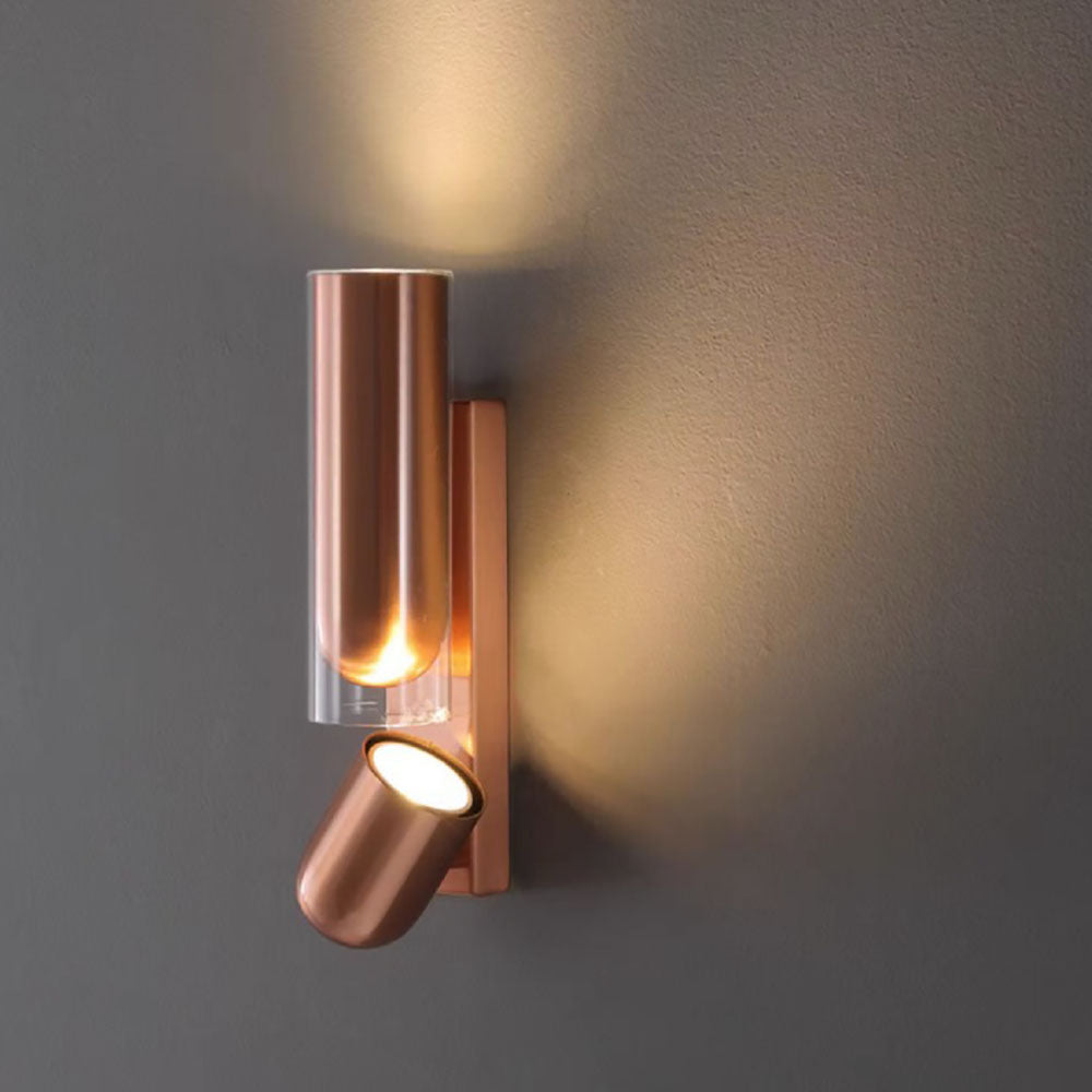 TwistLite Wandleuchte | Minimalistisches Zylinder-Design | Metall & Glas | 2-Licht | Rotierbar | Stilvolle Beleuchtung für Schlafzimmer