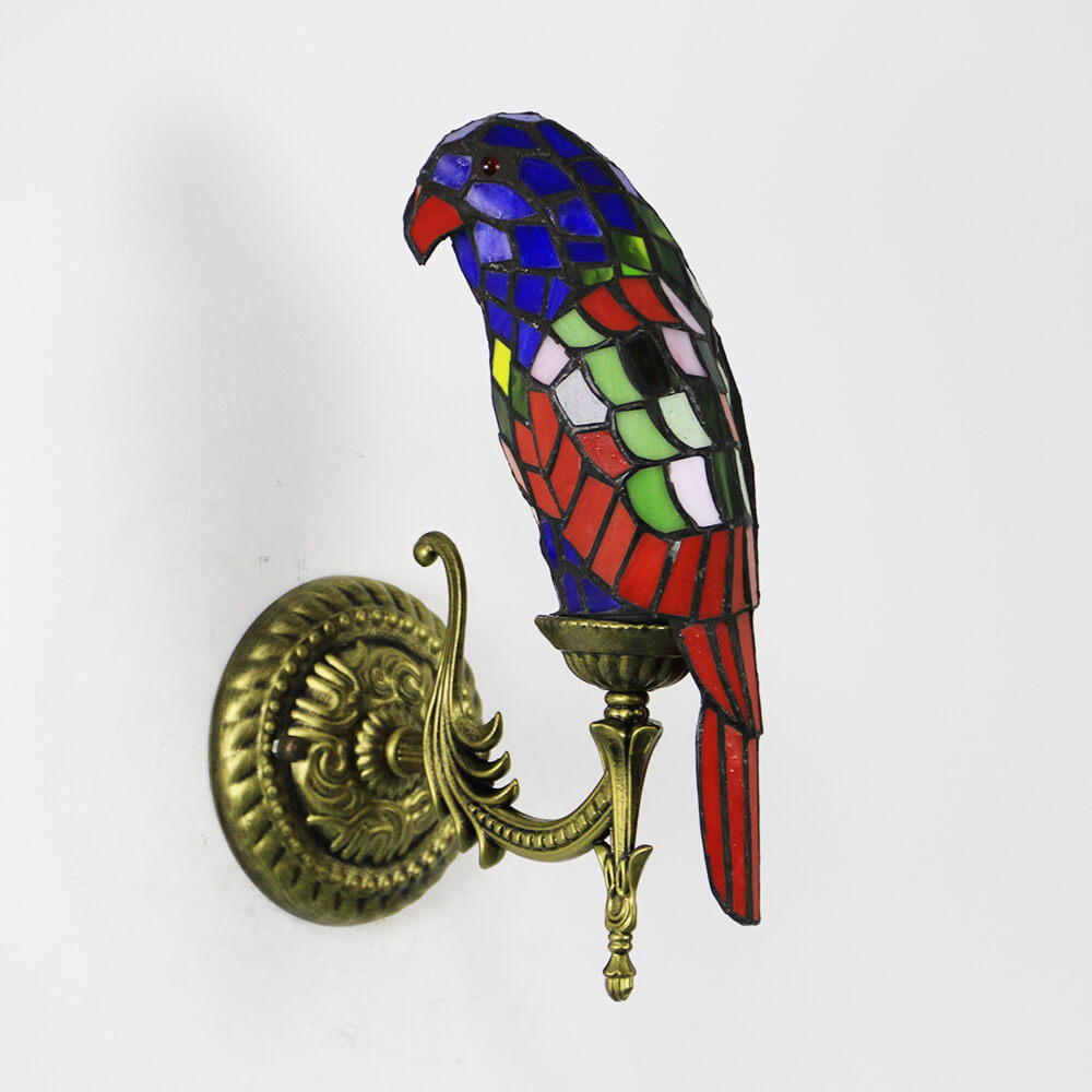 ParrotGlow Tiffany Wandlampe | Vintage Design | Buntglas & Papagei-Optik | 1-flammig