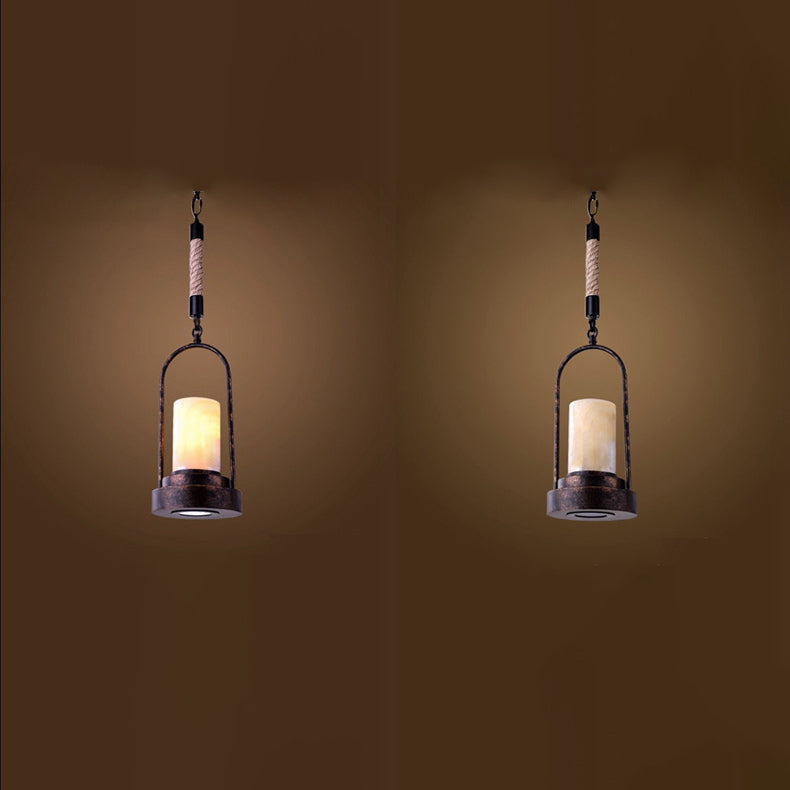 HempCandle Industrielle Pendelleuchte | Vintage Seil-Design | 1-flammige LED-Hängeleuchte | Rustikaler Stil