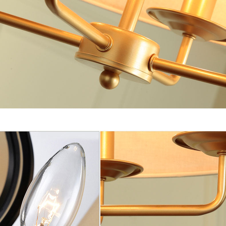 AetherGlow Vintage Design Pendelleuchte | 4-Licht | Klassisches Eisen & Stoff | Für Esszimmer & Wohnzimmer