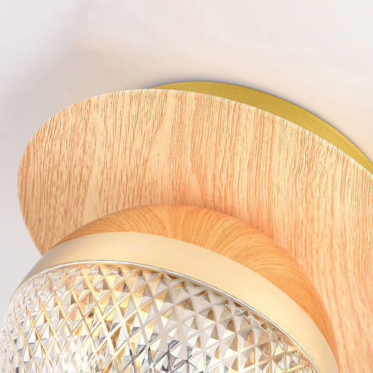 Luniro Minimalistische Deckenleuchte | Glas & Holzoptik | Semi-Flush-Mount | Japanisches Design