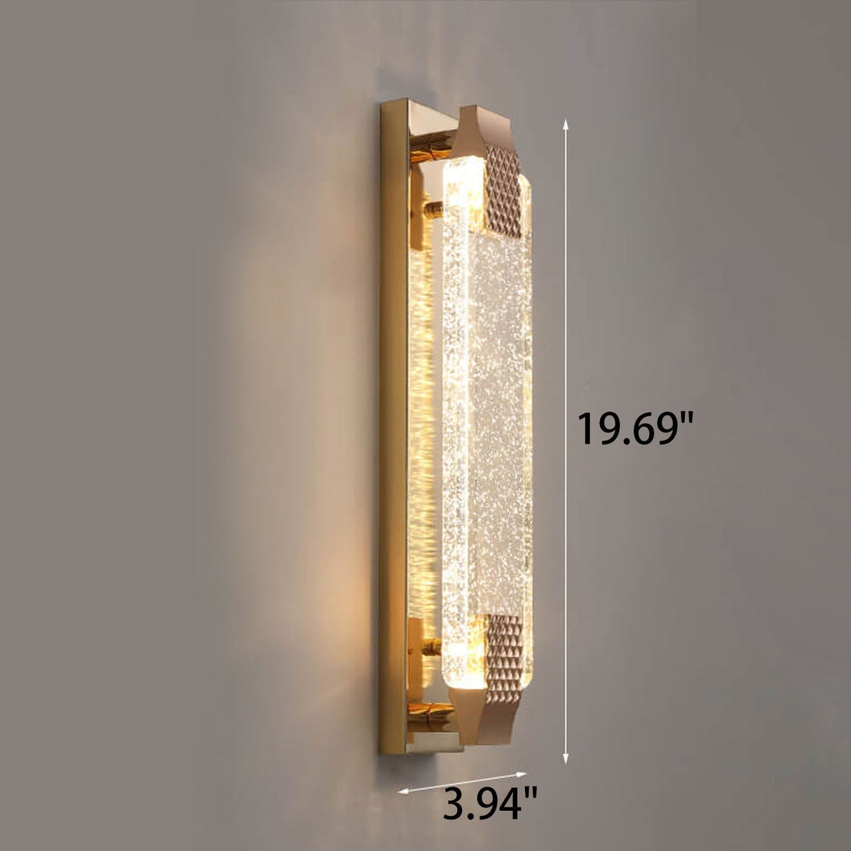Lucera Luxuriöse LED Wandlampe | Rechteckig | Kristallblase Design | Elegantes Licht für Zuhause | Deko | Moderne Wandleuchte