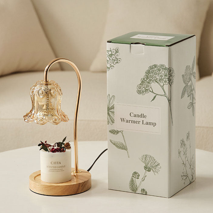 ValoraGlow Tischlampe | Modernes Holzdesign | Maiglöckchen-Stil | 1-flammig & Dimmbar