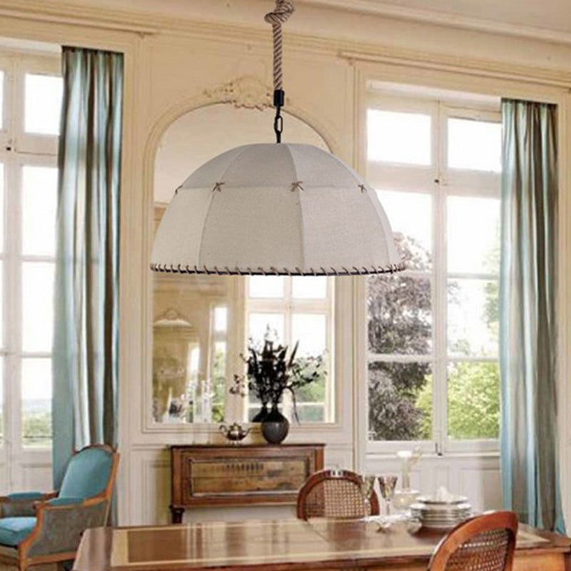 RustiShade Hängelampe | Halbrunder Stoffschirm | Rustikales Design | Für Esszimmer & Küche | In 3 Größen erhältlich