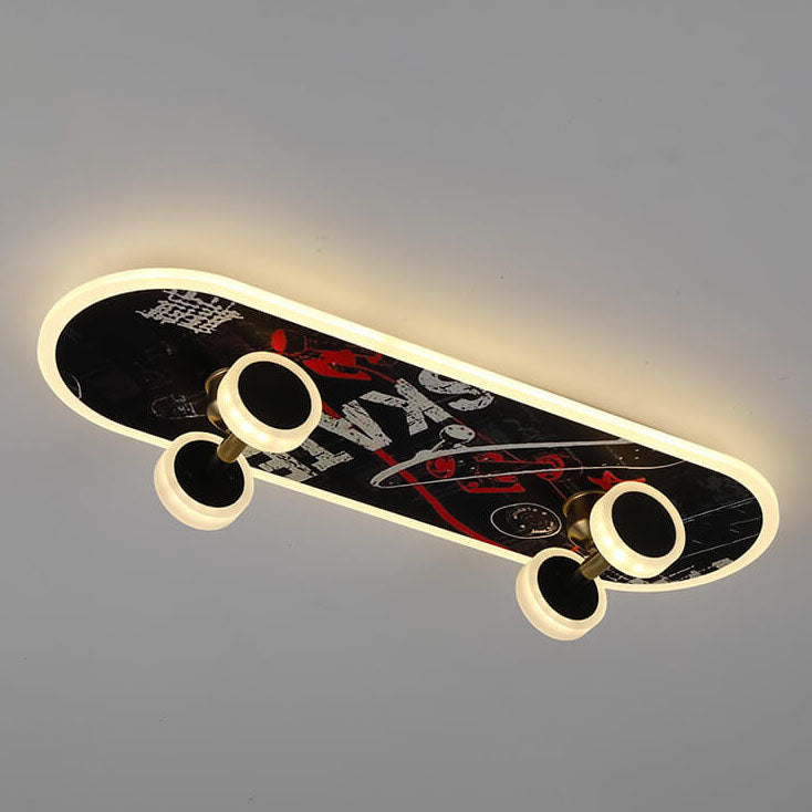 SkateBright LED Deckenleuchte | Cartoon Skateboard Design | Kinderzimmer Beleuchtung | Dimmbar | Acryl