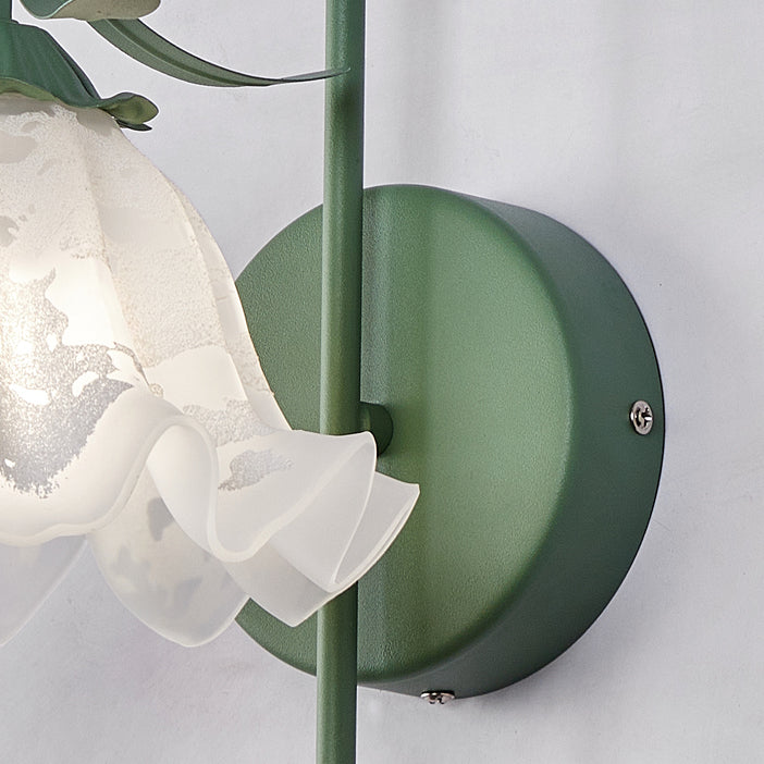 Lunaris Wandlampe Nordic Vintage Design | Kürbisglas | Florales Muster | 1-Flammig | Wandleuchte