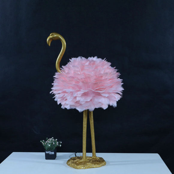 Feathora Nordic Tischlampe | Gänsefedern Design | Flamingo-Kugelstil | Elegante Nachttischbeleuchtung