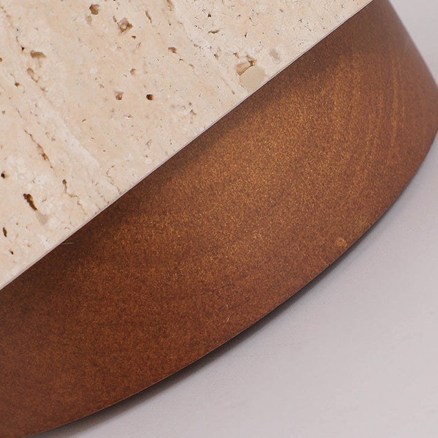 LumiCraft Japanisches Wabi-Sabi Säulen-Deckenlicht | Travertin & Holz | Semi-flächenbündige Montage