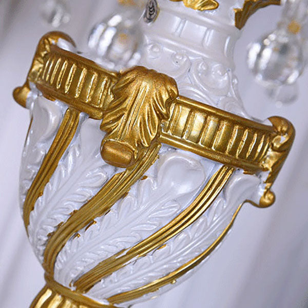 LaceLux Europäische Tischlampe | Stoff & Spitze | Elegante Harzfuß-Leuchte | Dekoration & Beleuchtung